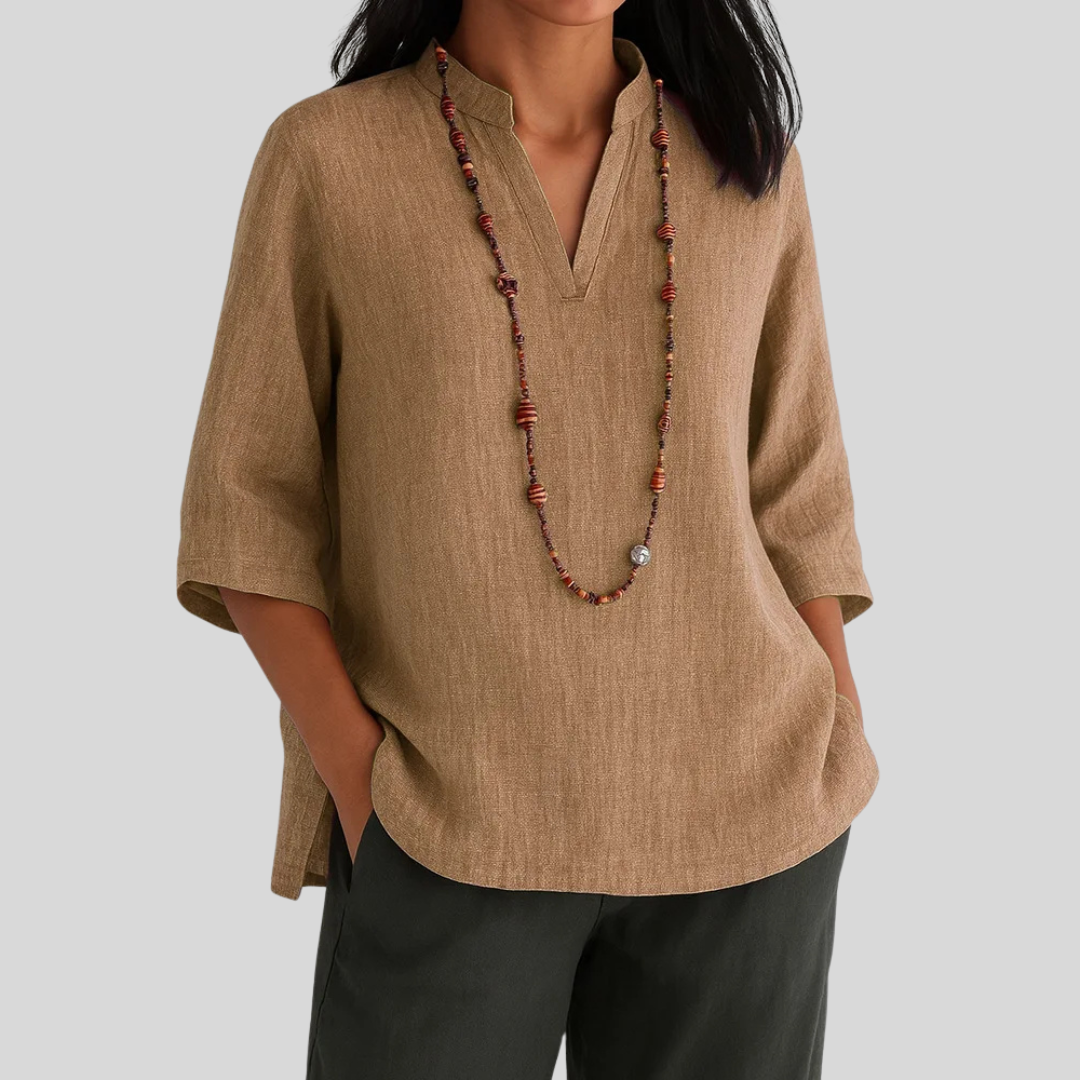 Women’s Blouse | V-Notch Three-Quarter Sleeve
