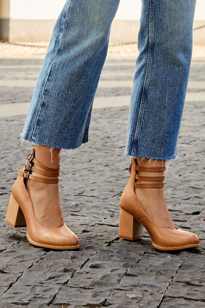 Heels For Women | Ankle Strap Block Heel