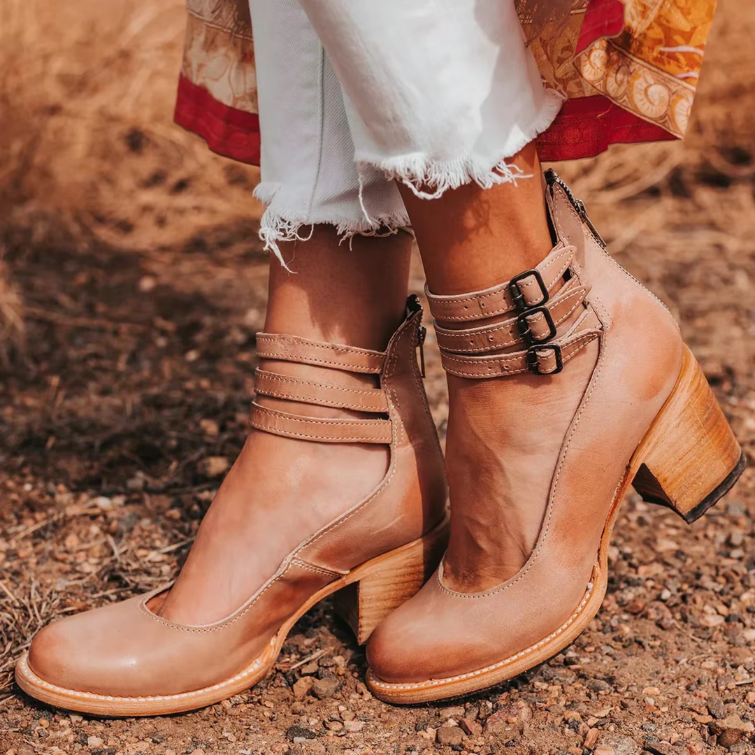 Heels For Women | Ankle Strap Block Heel Boot