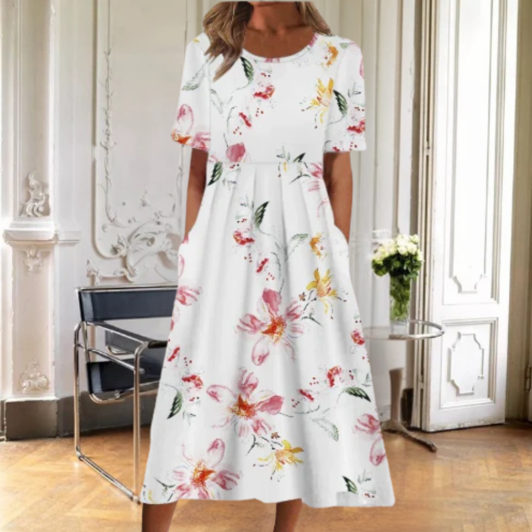 Women’s Dress | Floral Midi Short Sleeve