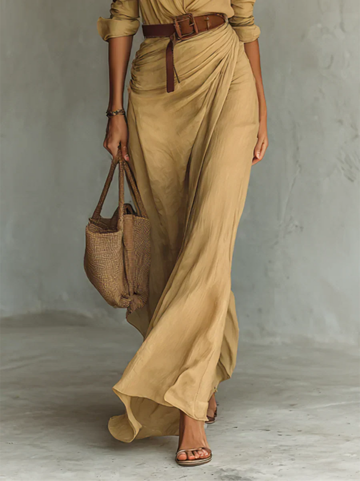Women’s Dress | Long Sleeve Belted Maxi