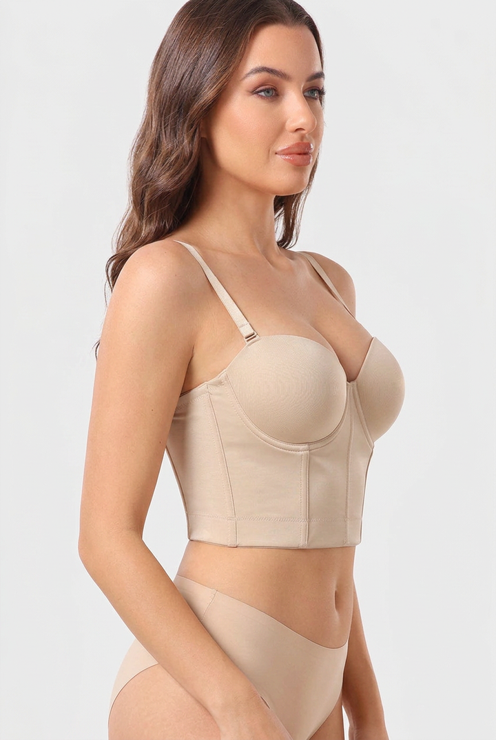 Longline Push Up Bra for Women | Padded Underwire Bustier Bra