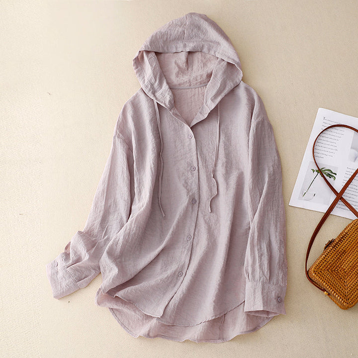 Women’s Blouse | Hooded Long Sleeve Button-Up