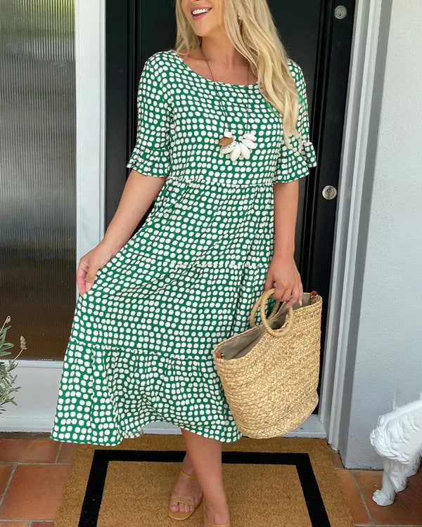 Women’s Dress | Polka Dot Midi Short Sleeve