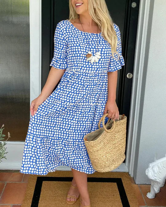 Women’s Dress | Polka Dot Midi Short Sleeve