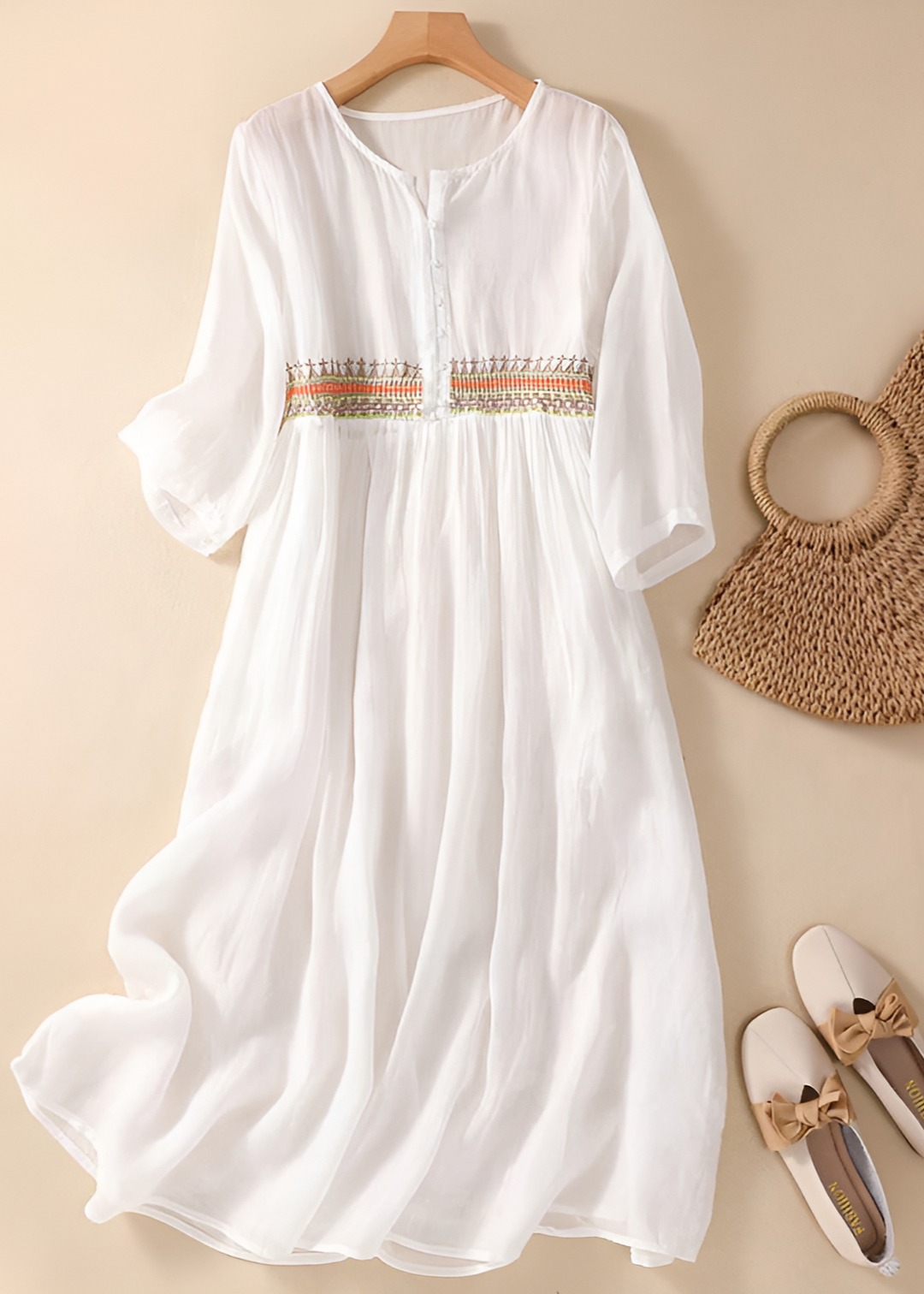 Women’s Dress | Embroidered Maxi V-Neck