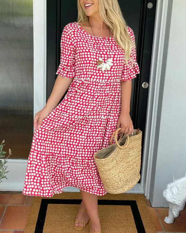 Women’s Dress | Polka Dot Midi Short Sleeve