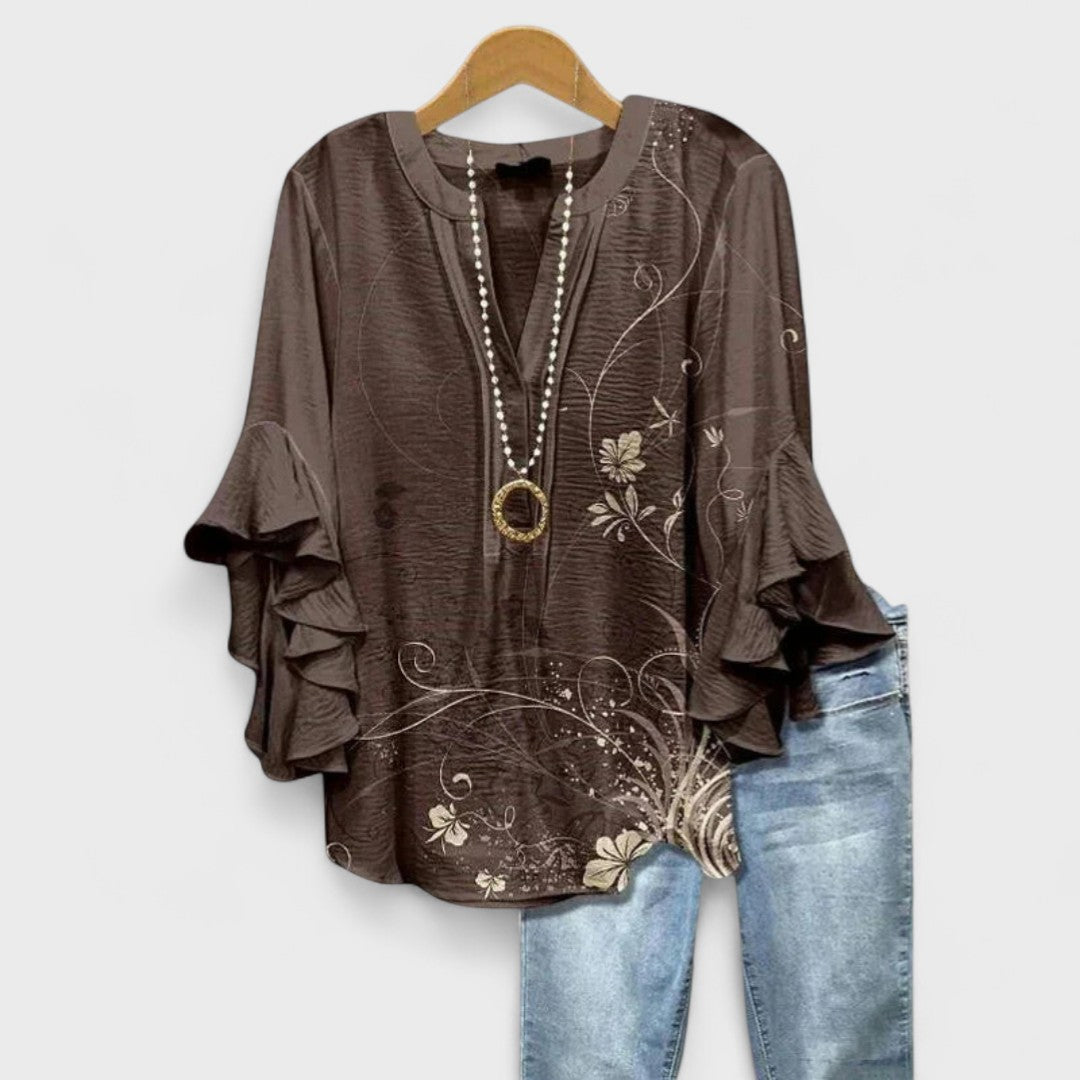 Women’s Blouse | V-Neck Ruffle Sleeve