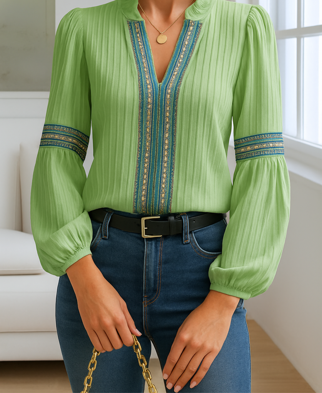 Women’s Blouse | Ruffled V-Neck