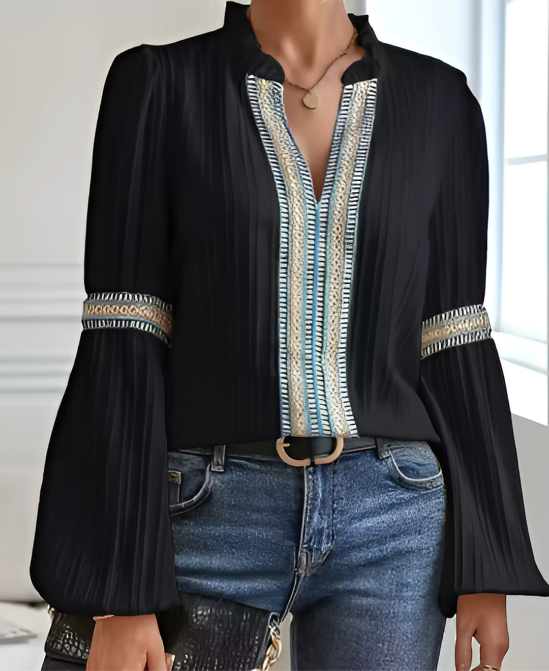 Women’s Blouse | Ruffled V-Neck
