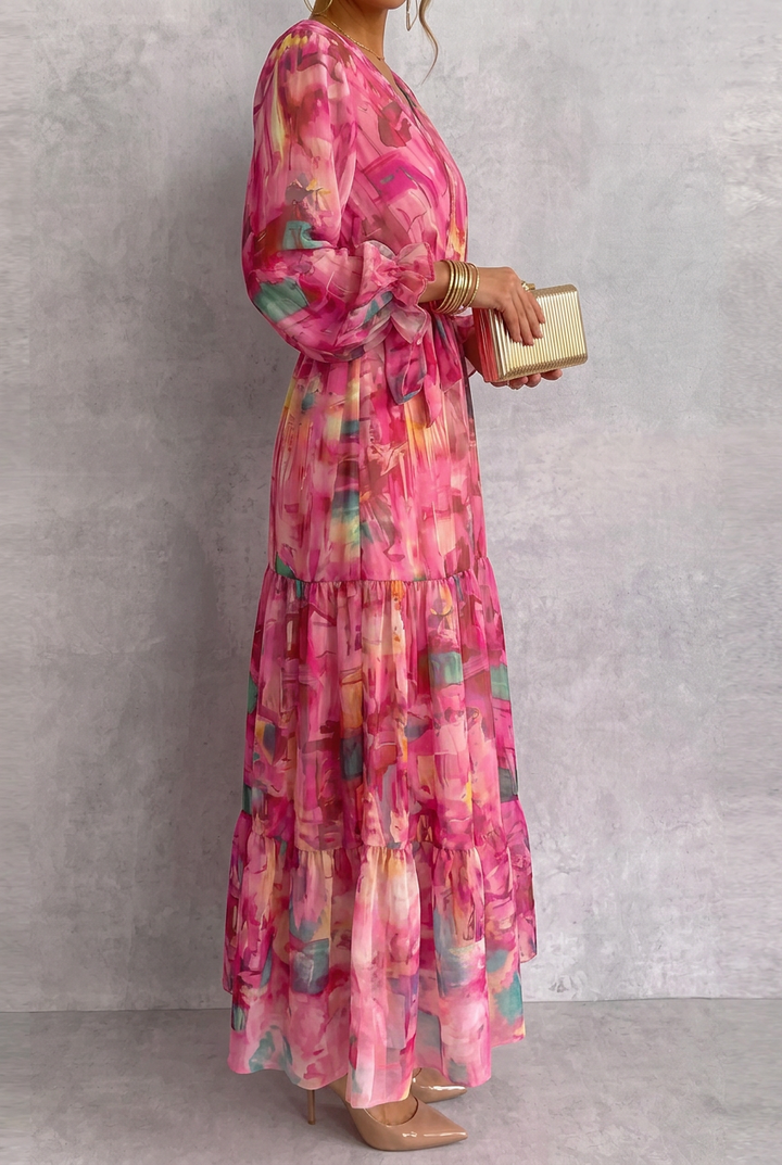 Women’s Dress | Floral Wrap Maxi with V-Neck