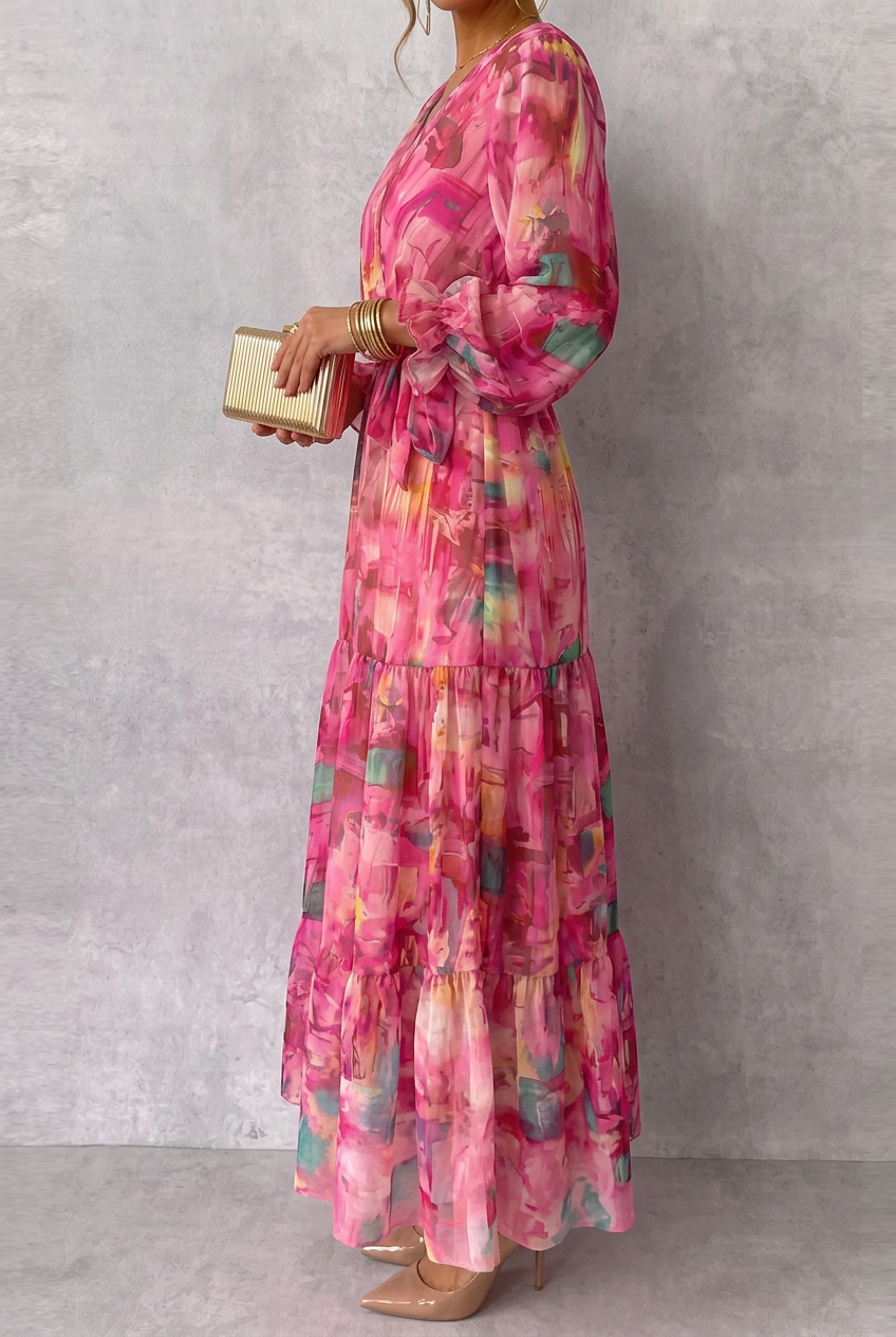 Women’s Dress | Floral Wrap Maxi with V-Neck