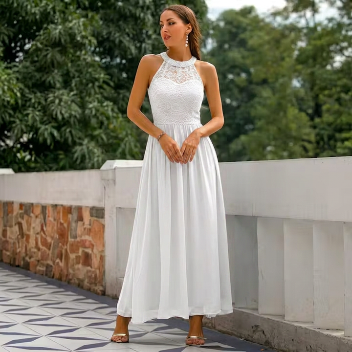 Women’s Sleeveless Halter Neck Evening Gown