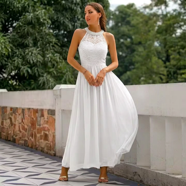 Women’s Sleeveless Halter Neck Evening Gown