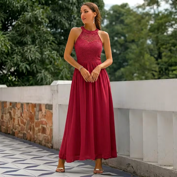 Women’s Sleeveless Halter Neck Evening Gown