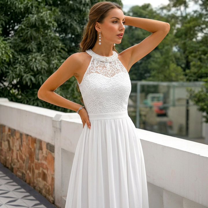 Women’s Sleeveless Halter Neck Evening Gown
